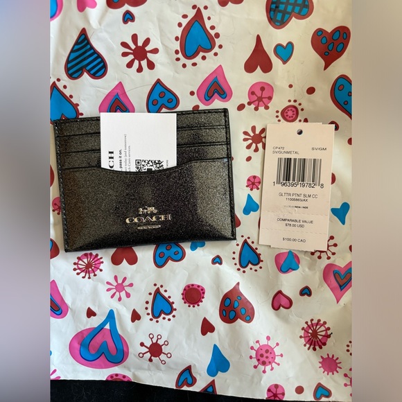 NWT COACH BLACK GLITTER💎💎🖤CARD HOLDER! No CALLOUTS - Picture 2 of 3